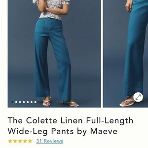 NWT Maeve Teal Wide-Leg Trousers